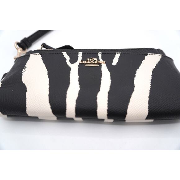 Coach Zebra Striped Wallet Clutch with Pouch, Black & Off White, Sz: OS, 38-16 - Picture 2 of 8